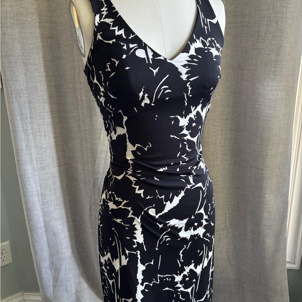 Express Black and White Patterned Midi Dress